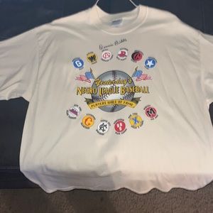 Vintage Negro league baseball Hall of Fame T-shirt signed by Dennis biddle